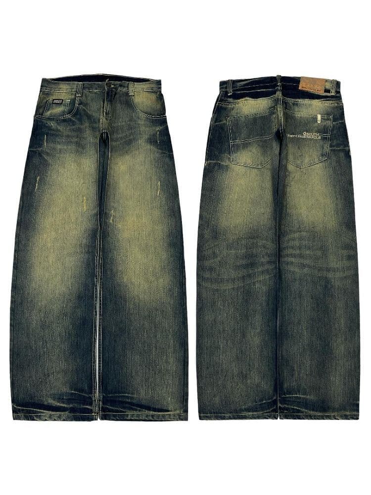 Pantalon manchado de mezclilla oversize